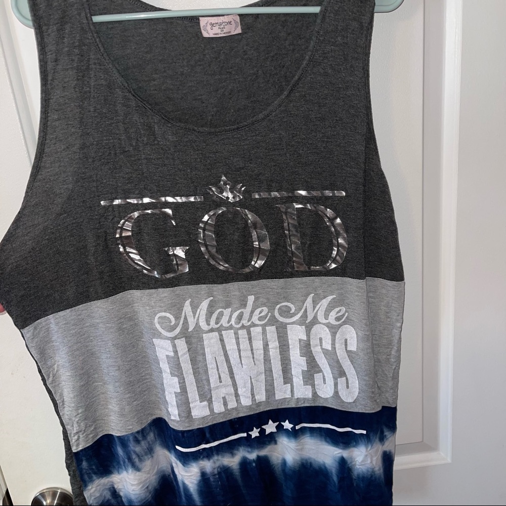 Multi colored “God made me flawless” tank top 3X